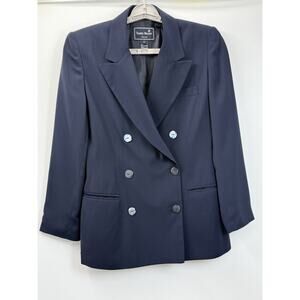 Stanley Blacker Collection Navy Blazer Womens 6 Double Breasted 90s Minimalist
